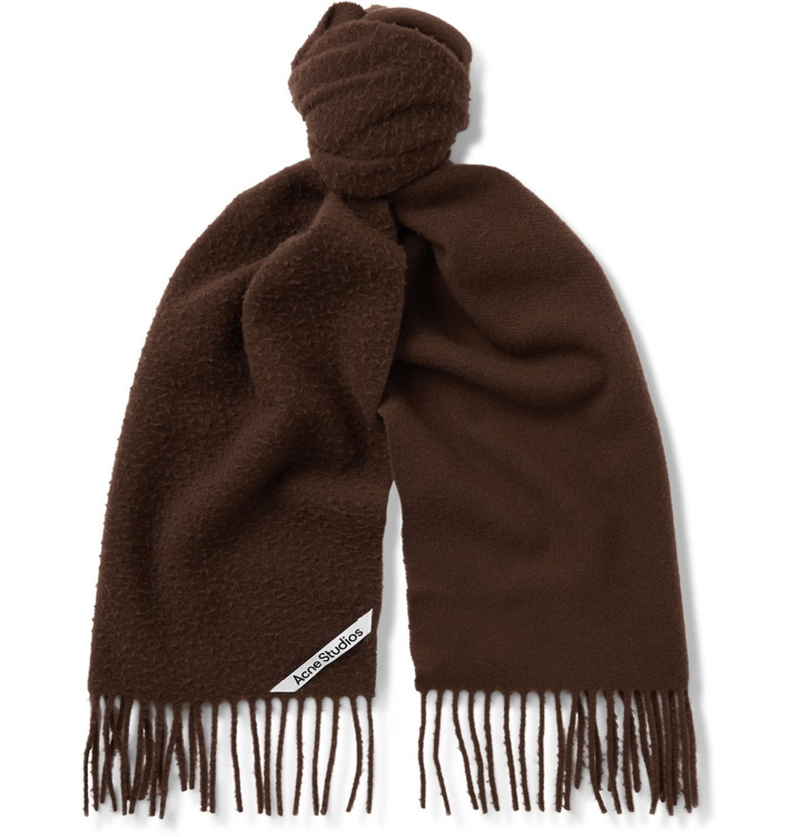 Photo: ACNE STUDIOS - Fringed Brushed-Wool Scarf - Brown