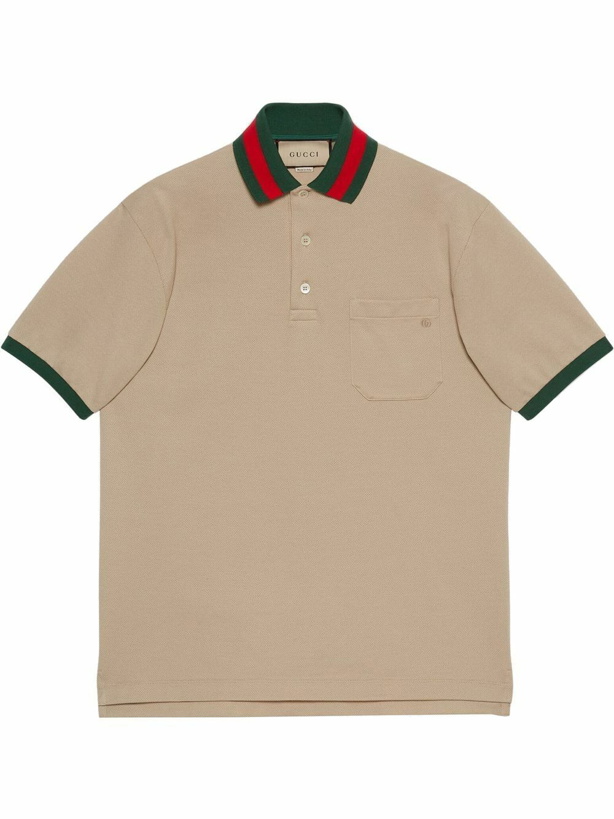Photo: GUCCI - Web Motif Cotton Polo Shirt