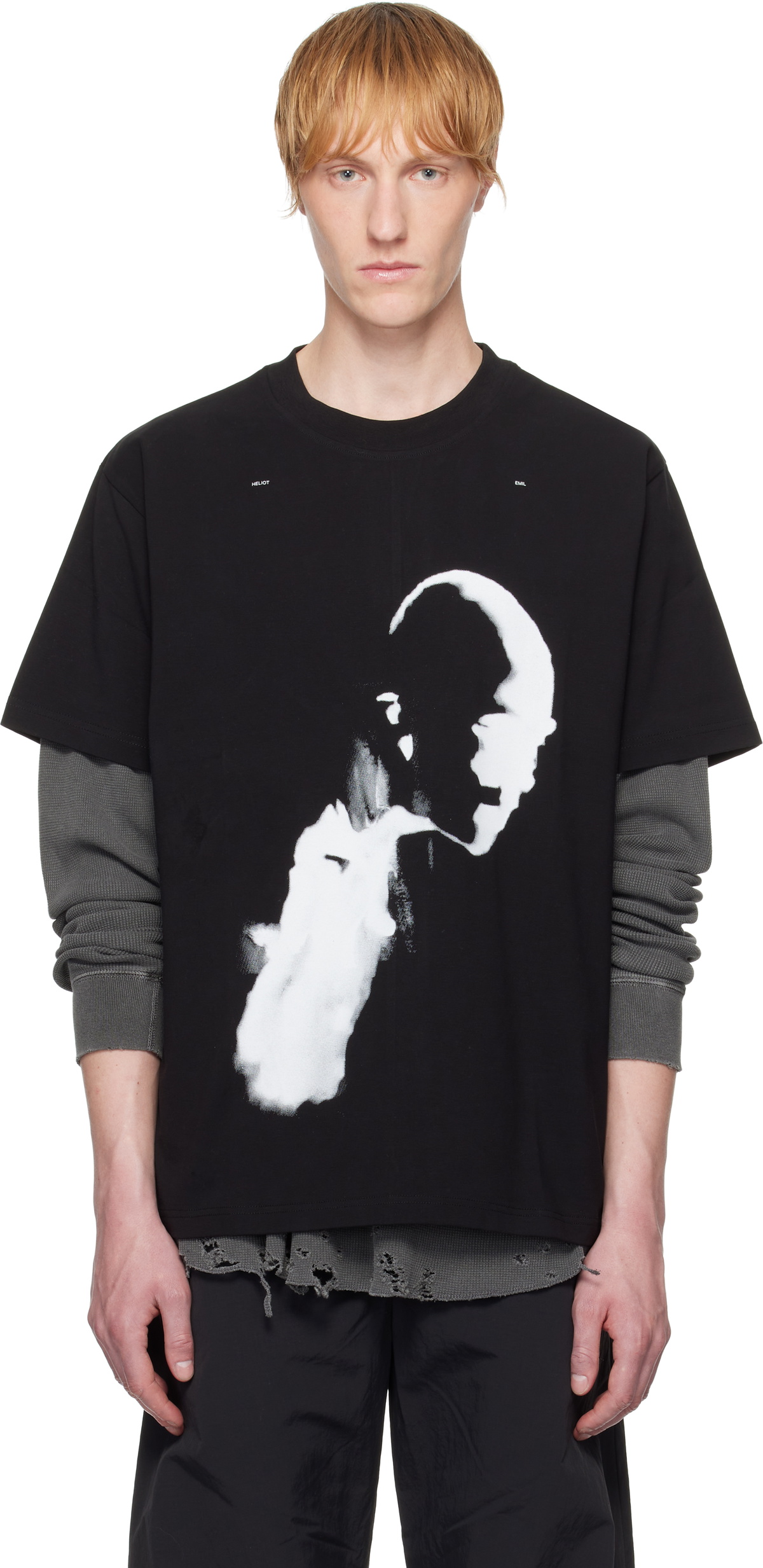 HELIOT EMIL Black AI Generated Print T-shirt Heliot Emil