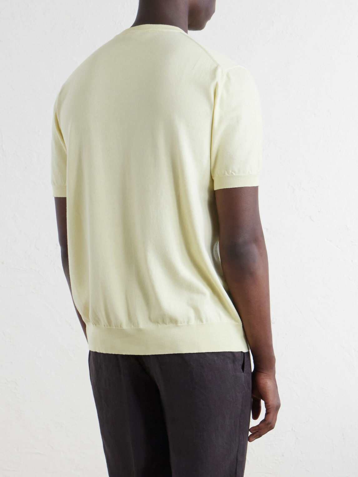 Boglioli - Garment-Dyed Ribbed-Knit Cotton-Jersey T-Shirt - Yellow