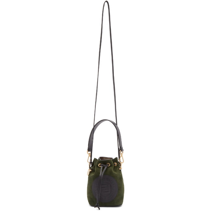 Fendi Green Suede Mini Mon Tresor Black Leather Pony-style calfskin  ref.180015 - Joli Closet