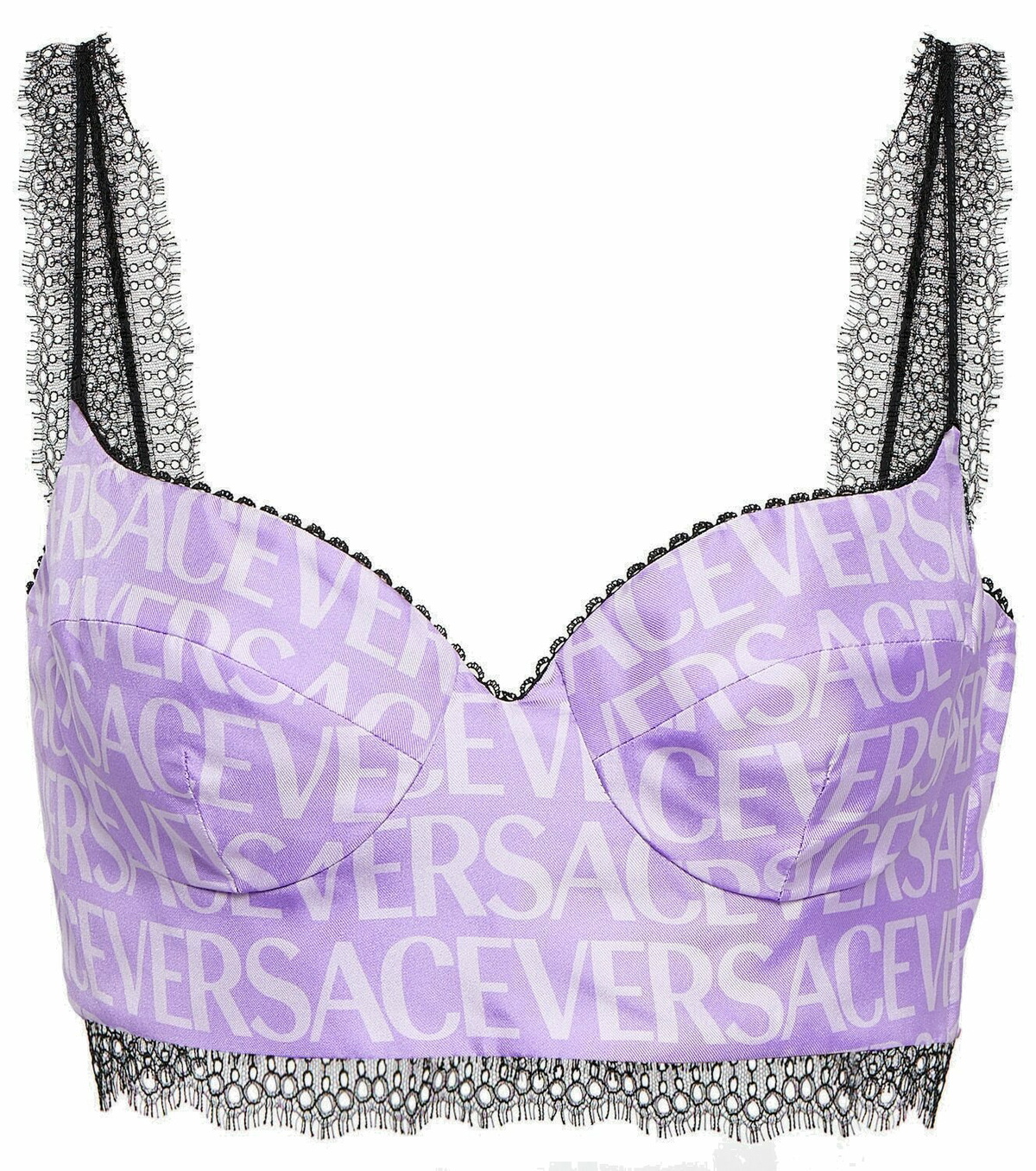 Versace Fuchsia Barocco Femme Print Lace Bralette / Bustier Top