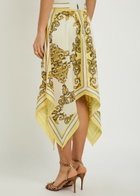 Alice + Olivia Davina Asymmetric Satin Midi Skirt Yellow