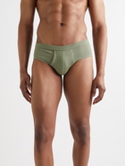 Hemen Biarritz - Etor Ribbed Organic Stretch-Cotton Briefs - Green