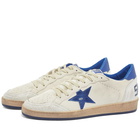 Golden Goose Men's Ball Star Leather Sneakers in White/Bluette