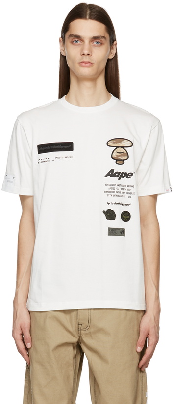 Photo: AAPE by A Bathing Ape White Cotton Logo T-Shirt