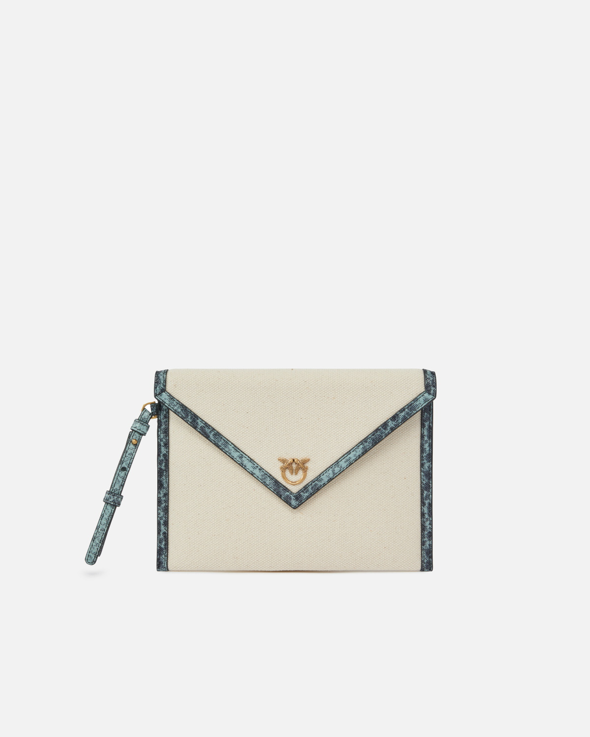 Pinko Canvas Handbag With Printed Leather Trim Mult. Blue/White Antique Gold
