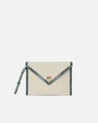 Pinko Canvas Handbag With Printed Leather Trim Mult. Blue/White Antique Gold