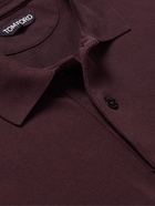 TOM FORD - Garment-Dyed Cotton-Piqué Polo Shirt - Burgundy