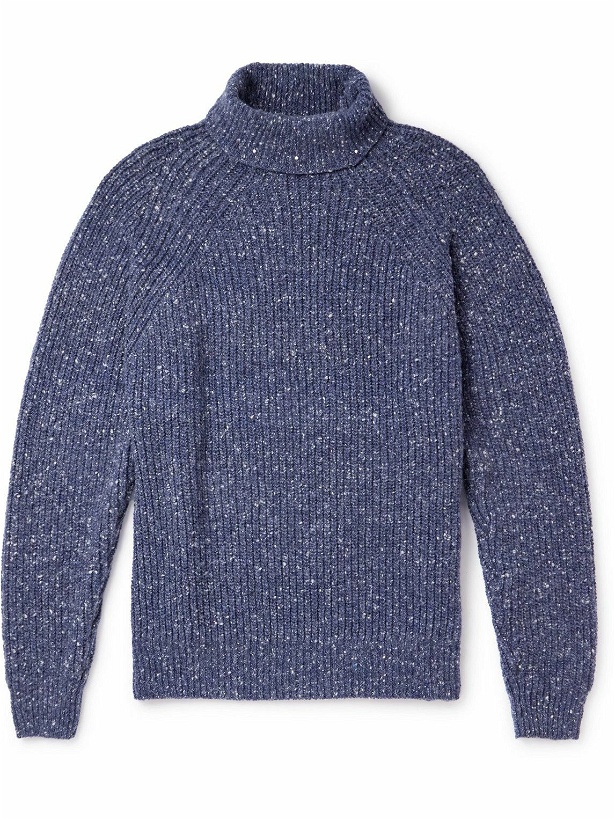 Photo: Inis Meáin - Boatbuilder Ribbed Cashmere Rollneck Sweater - Blue