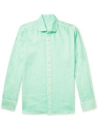 120% - Slim-Fit Striped Linen Shirt - Green
