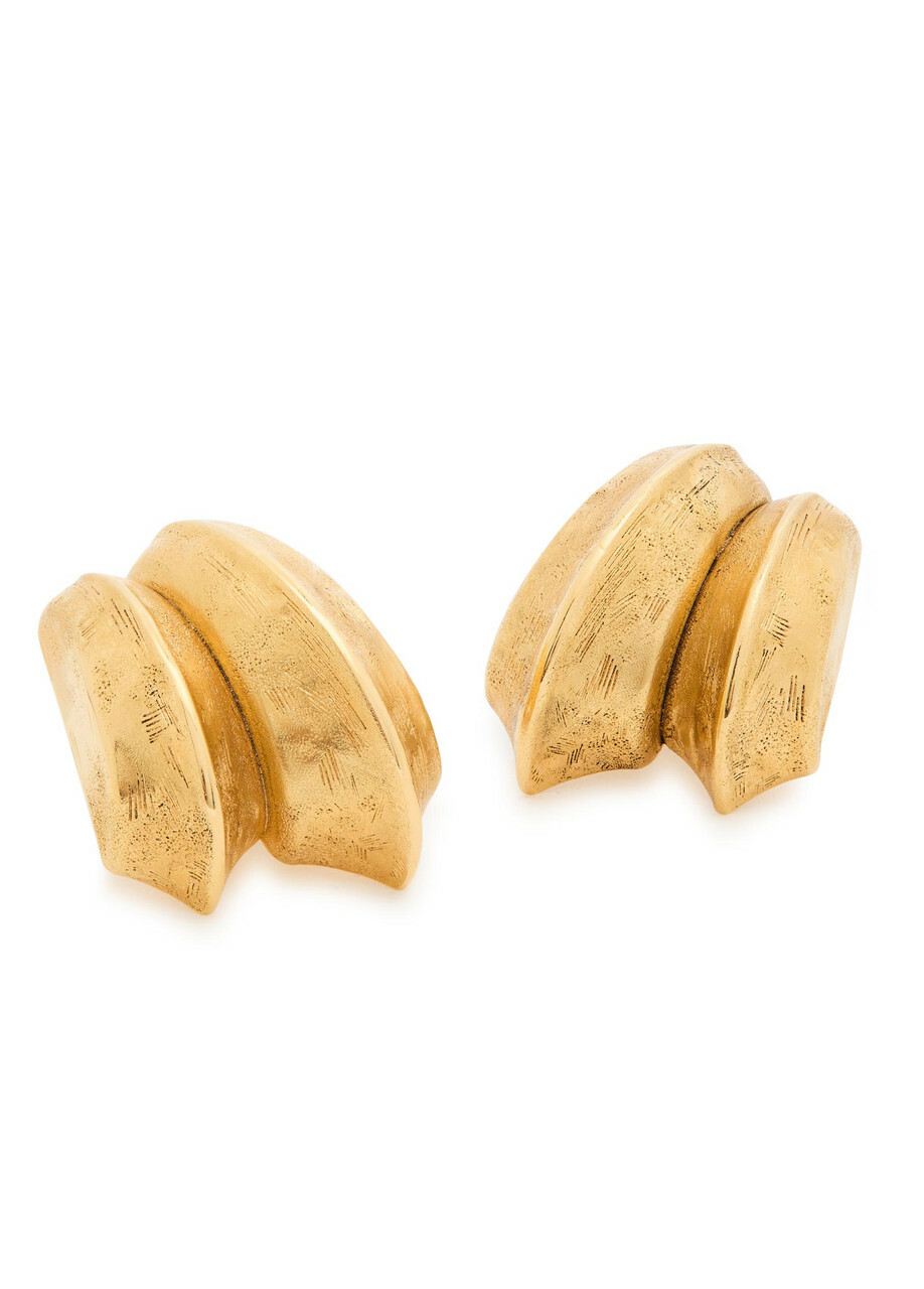 Saint Laurent Bo Pointes Arrondies Sculpted Gold-tone Earrings - One Size