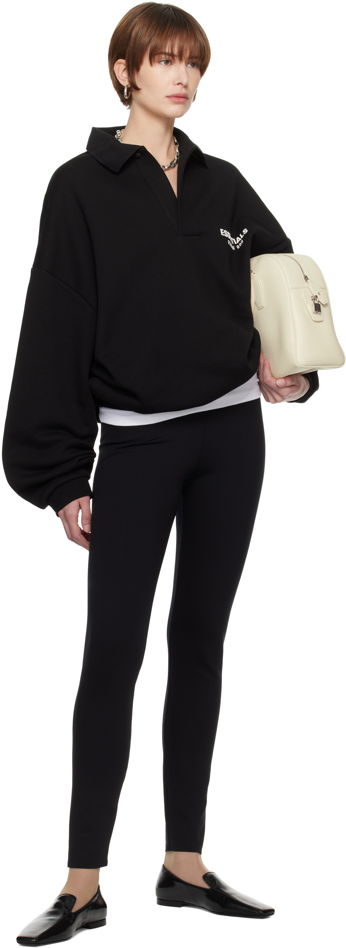 Fear of God ESSENTIALS Black Fleece Polo Fear Of God Essentials