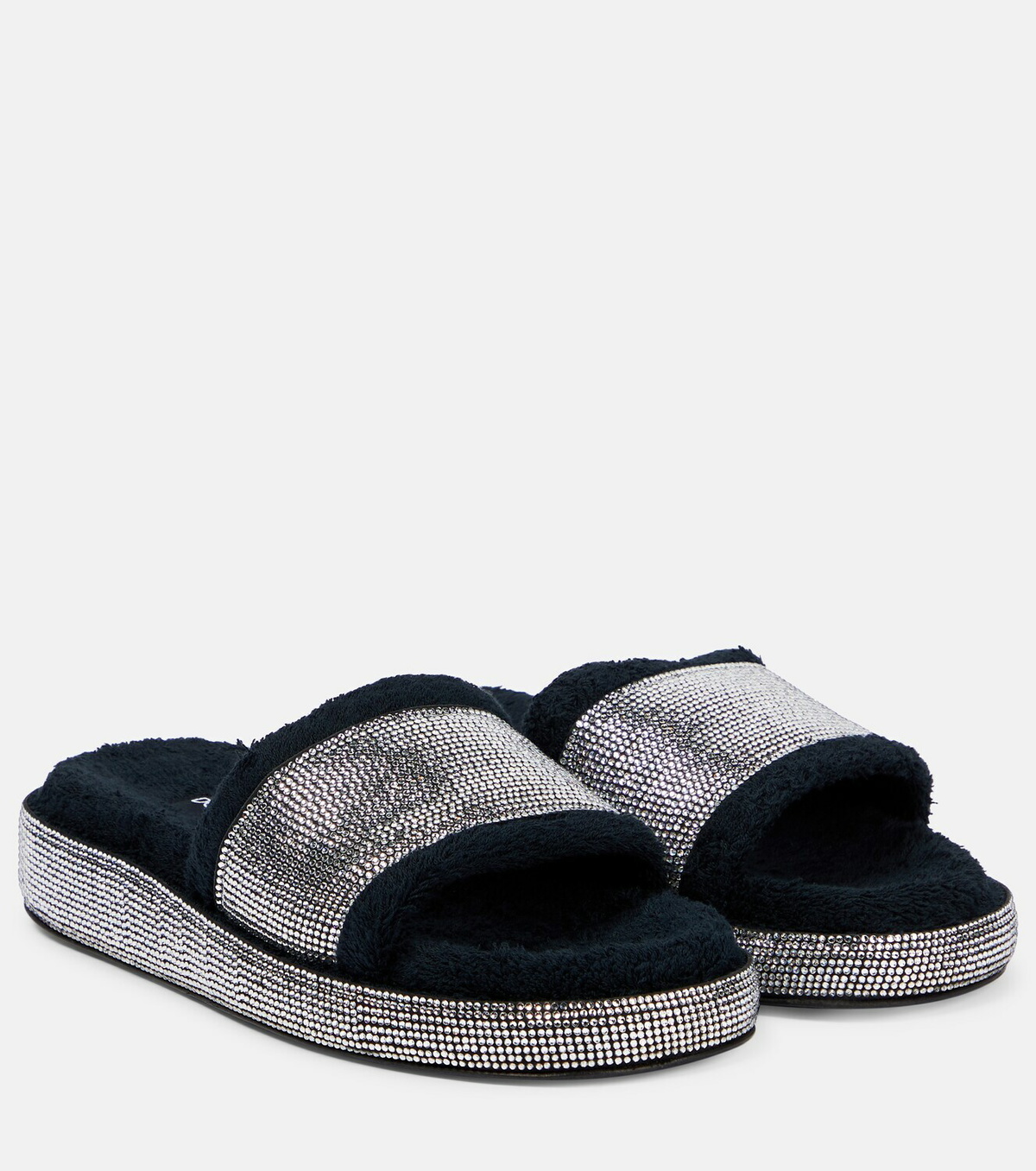 Dolce&Gabbana - Crystal-embellished terrycloth slides Dolce & Gabbana