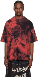 LU'U DAN Red & Black Bleached Ink T-Shirt