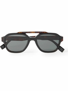 Fendi - Aviator-Style Logo-Print Tortoiseshell Acetate Sunglasses