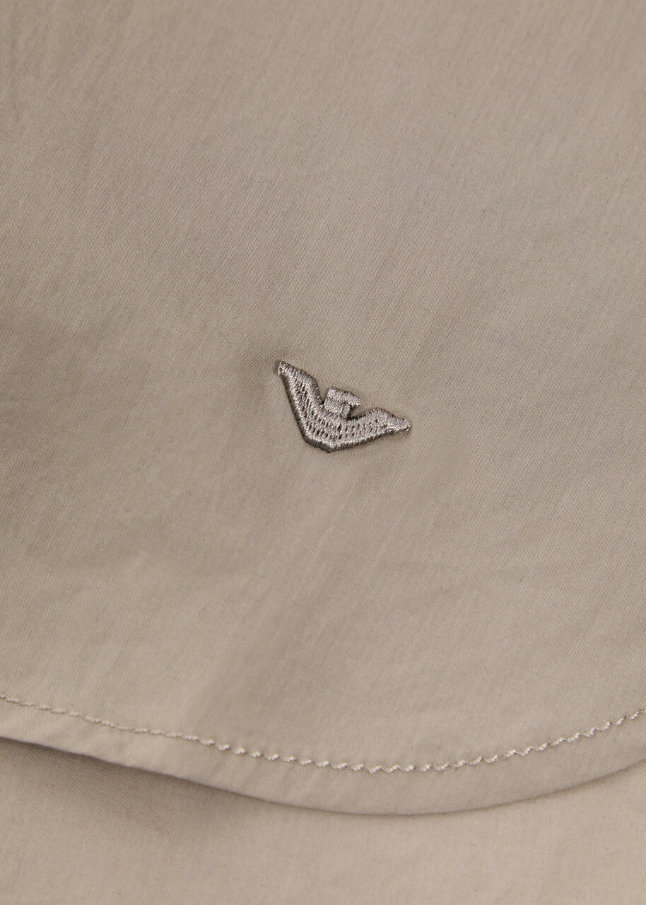 Emporio Armani Logo-embroidered Cotton-poplin Shirt Taupe
