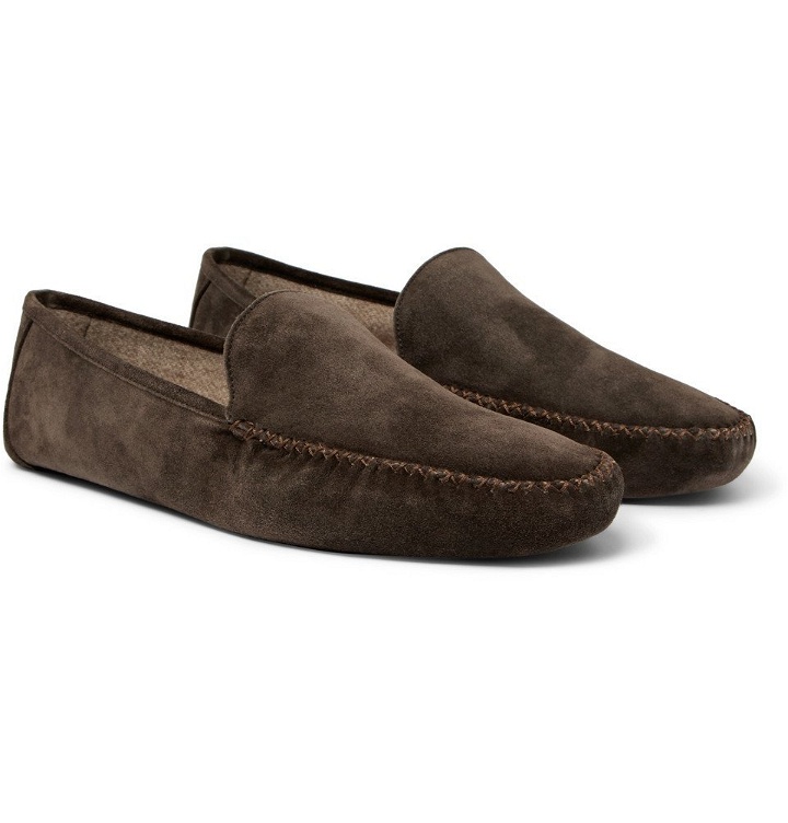 Photo: Loro Piana - Maurice Cashmere-Lined Suede Slippers - Men - Brown