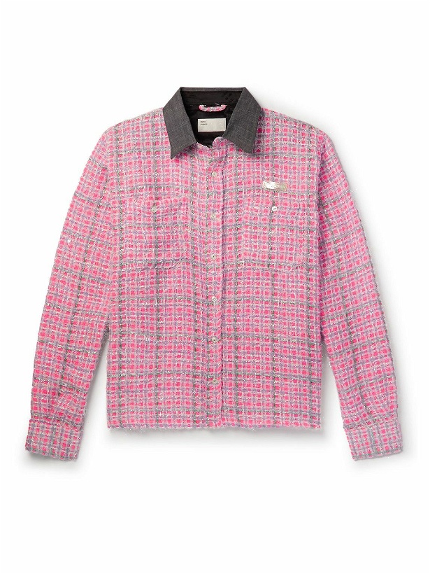 Photo: 4SDesigns - Cotton-Trimmed Checked Metallic Bouclé-Tweed Shirt - Pink