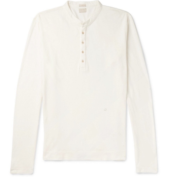 Photo: Massimo Alba - Cotton and Cashmere-Blend Henley T-Shirt - Off-white