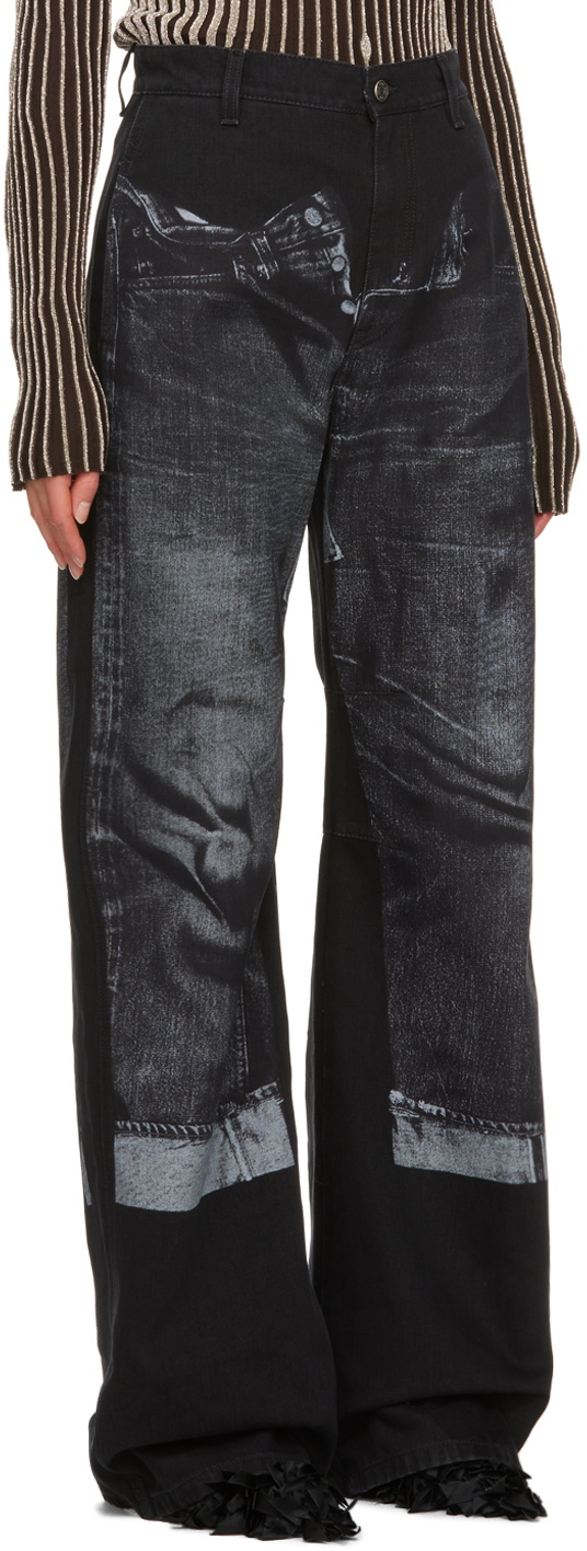 Jean Paul Gaultier Black Trompe L'oeil Jeans Jean Paul Gaultier