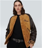 Berluti Leather-paneled suede varsity jacket