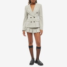 Danielle Guizio Women's Pleated Micro Mini Skirt in Light Grey Plaid