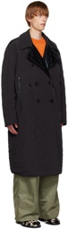 Dries Van Noten Black Double-Breasted Reversible Coat