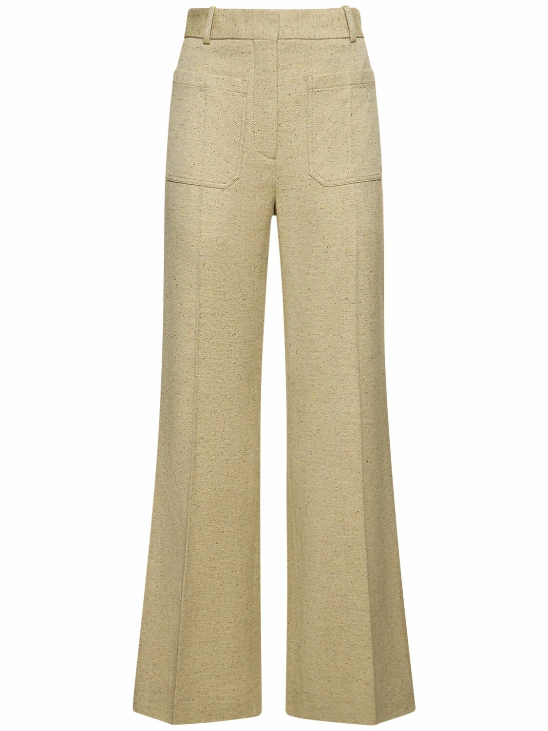 Victoria Beckham Green Wool Gabardine Trousers Victoria Beckham