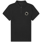 Moncler Men's Embroidered Dragon Piquet Polo Shirt in Black