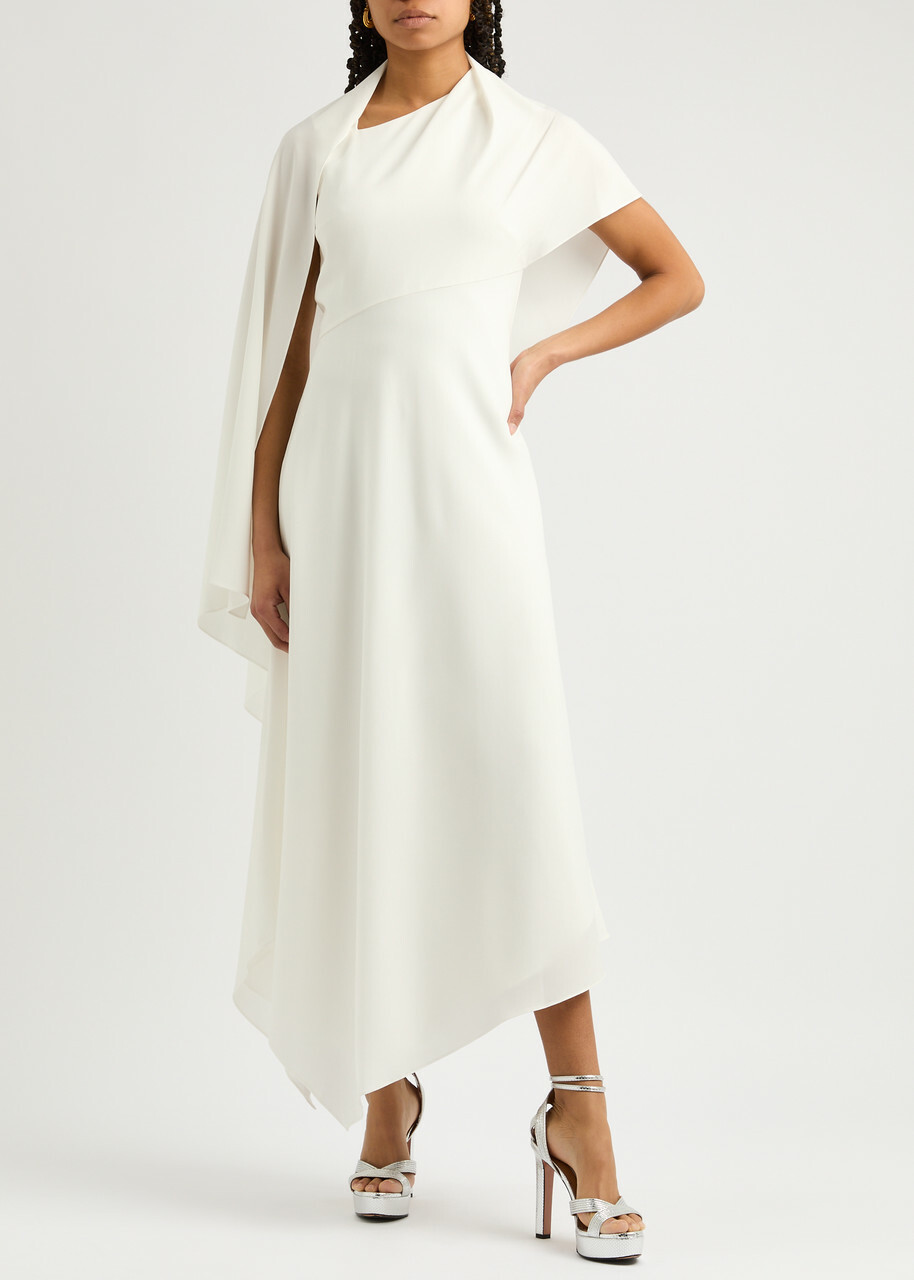 Roksanda Pascale Cape-effect Draped Maxi Dress Ivory