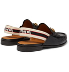 Gucci - Webbing-Trimmed Leather Backless Loafers - Men - Black