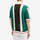 Casablanca Men's Striped Mesh Short Sleeve Shirt in Green/White Stripes