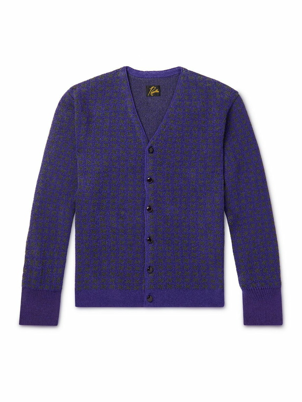 Photo: Needles - Herringbone Jacquard-Knit Cardigan - Purple