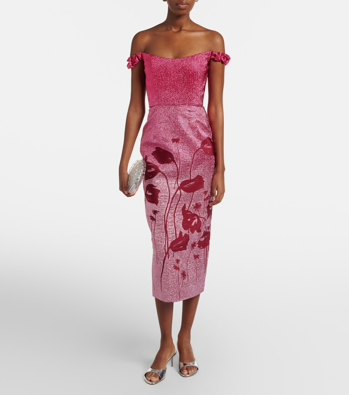 Markarian Amina floral lamé corset dress