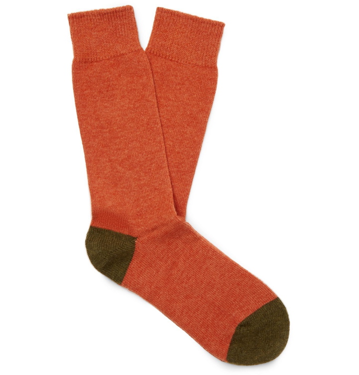 Photo: Anonymous Ism - Two-Tone Wool-Blend Socks - Orange