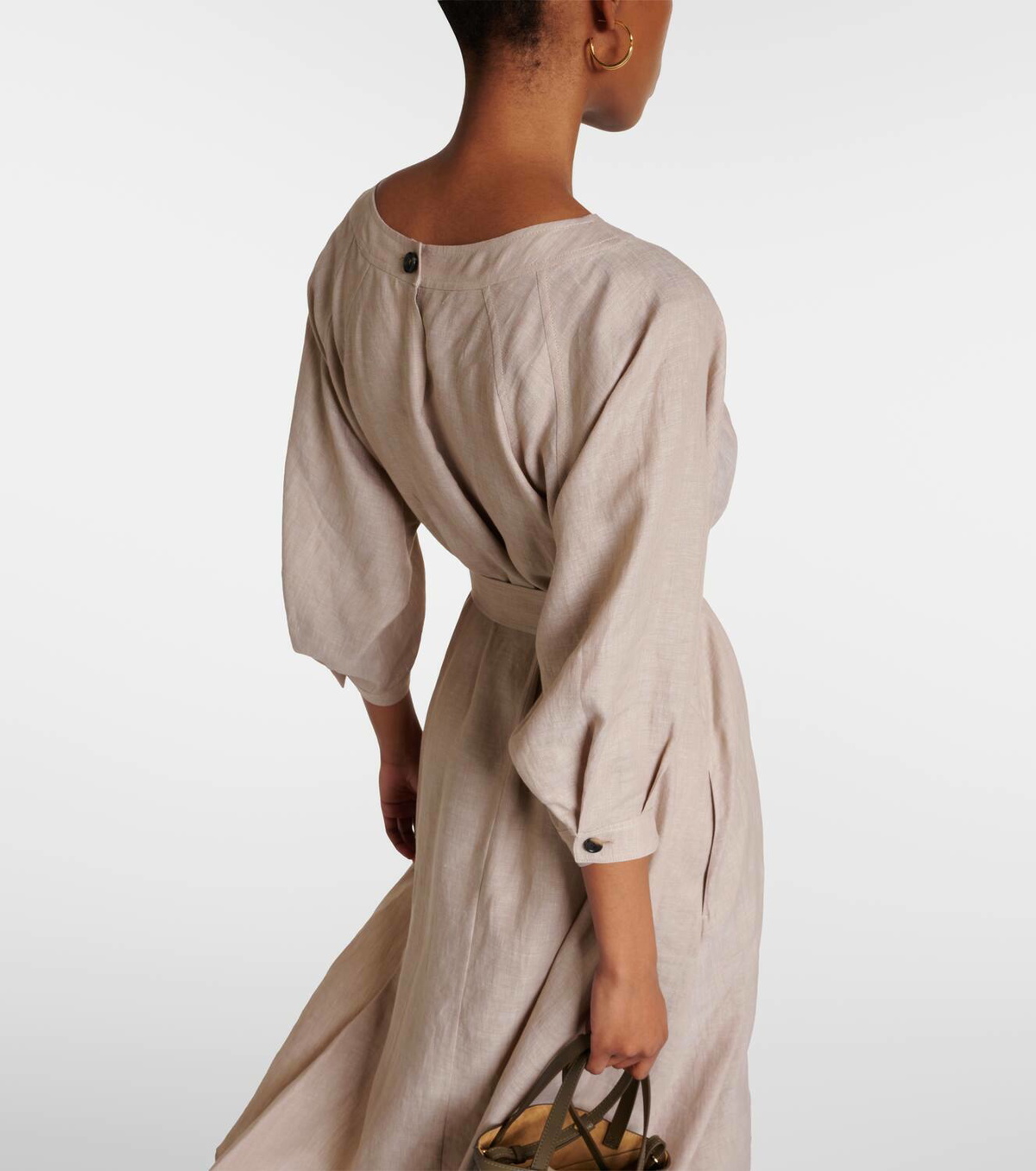Loro Piana Belted linen midi dress Loro Piana