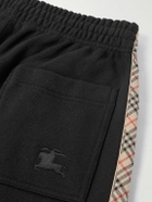 Burberry - Tapered Logo-Embroidered Checked Cotton-Jersey Sweatpants - Black