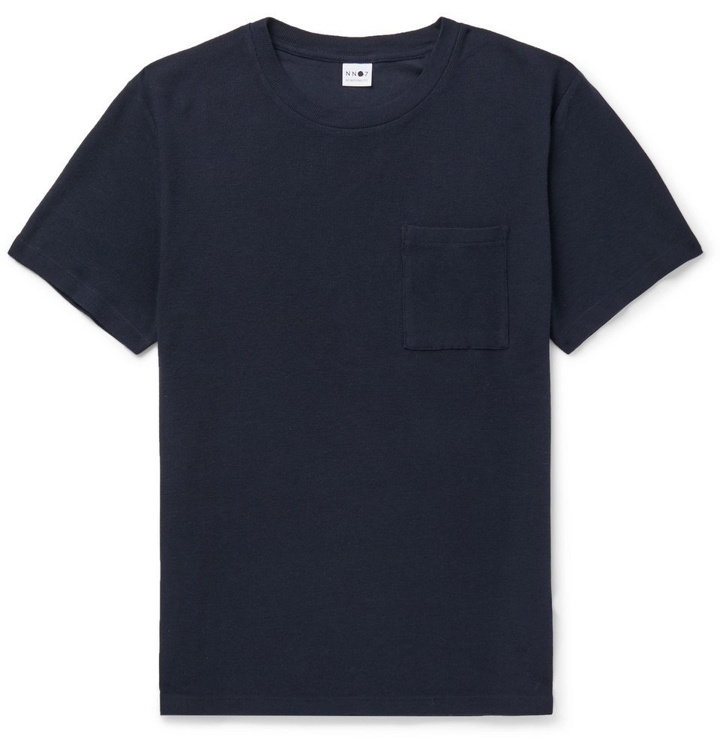 Photo: NN07 - Clive Waffle-Knit Cotton and Modal-Blend T-Shirt - Navy