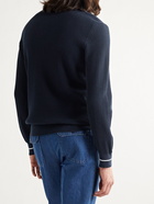 ALTEA - Slim-Fit Ribbed Cotton Sweater - Blue - L