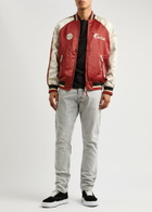 Evisu Seagull and The Great Wave Reversible Satin Varsity Jacket Dark Red
