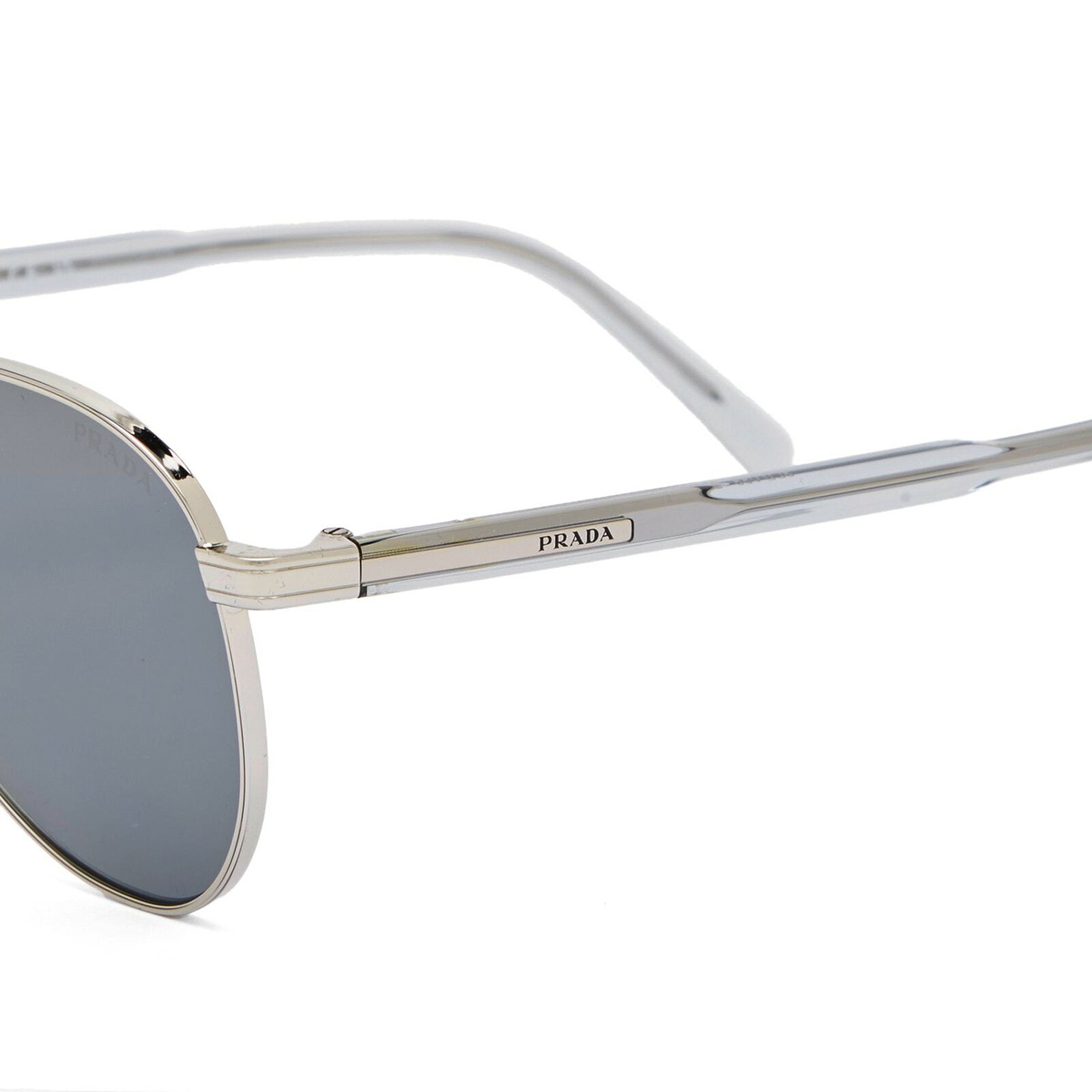 Prada Eyewear Men's A58S Sunglasses in Silver/Dark Grey Prada