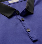 Lanvin - Slim-Fit Satin-Trimmed Cotton-Piqué Polo Shirt - Men - Purple