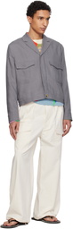 Paul Smith Purple Linen Open-Collar Jacket