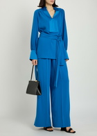 Joseph Bou Belted Crepe Blouse Blue