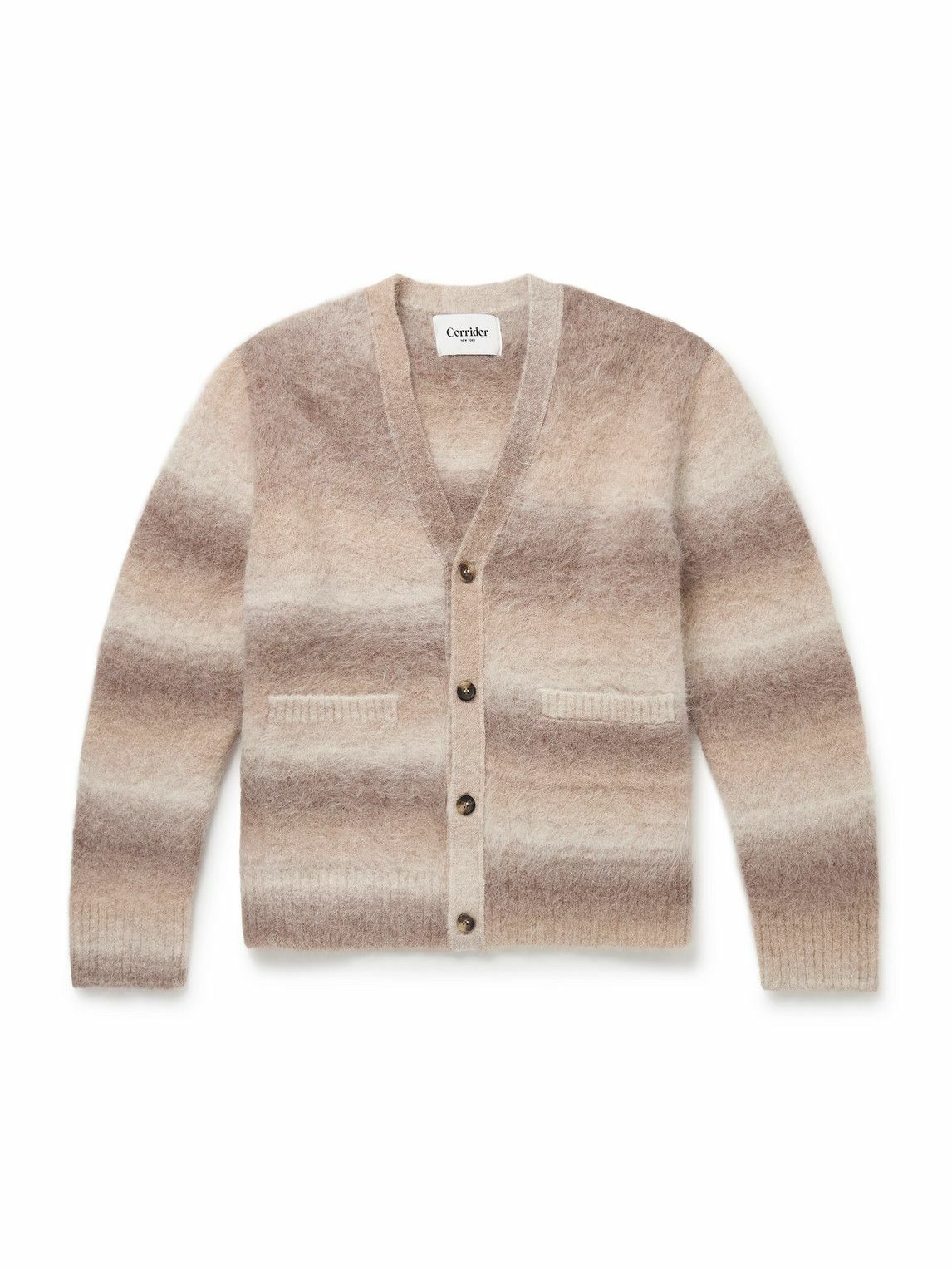 Corridor - Striped Brushed Alpaca-Blend Cardigan - Brown