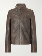Rick Owens - Release Panelled Full-Grain Leather Jacket - Brown