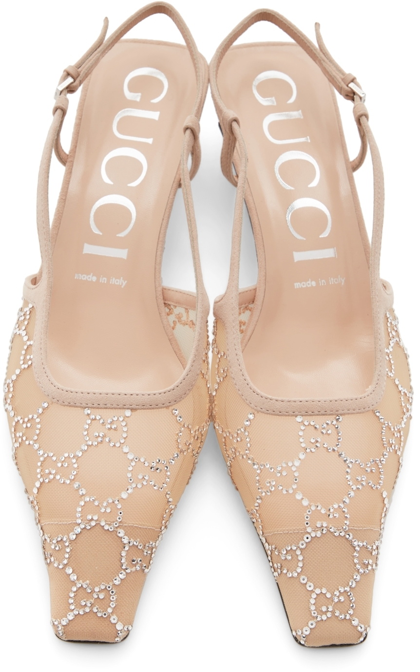 24AW new/GUCCI トムGGクリスタルメッシュパンプス Pumps Beige Gucci Beige GG Tom Slingback Heels Gucci