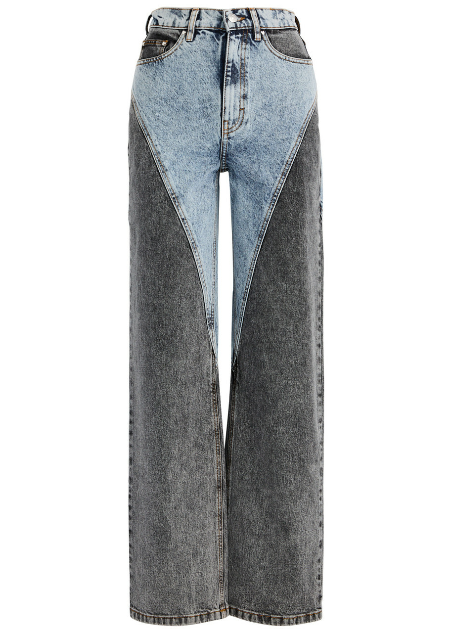 Rotate Sunday Panelled Bleached Straight-leg Jeans Denim 25 (W25 / UK6 / XS)