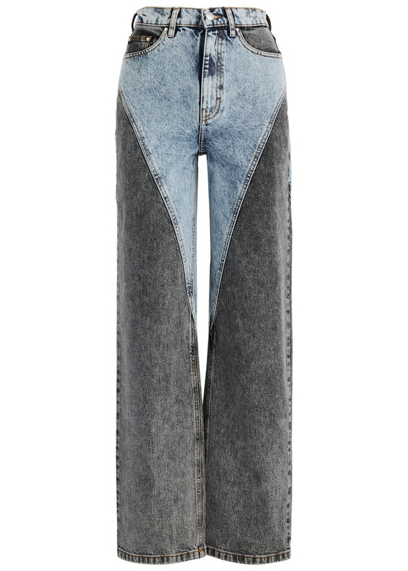 Photo: Rotate Sunday Panelled Bleached Straight-leg Jeans Denim 25 (W25 / UK6 / XS)